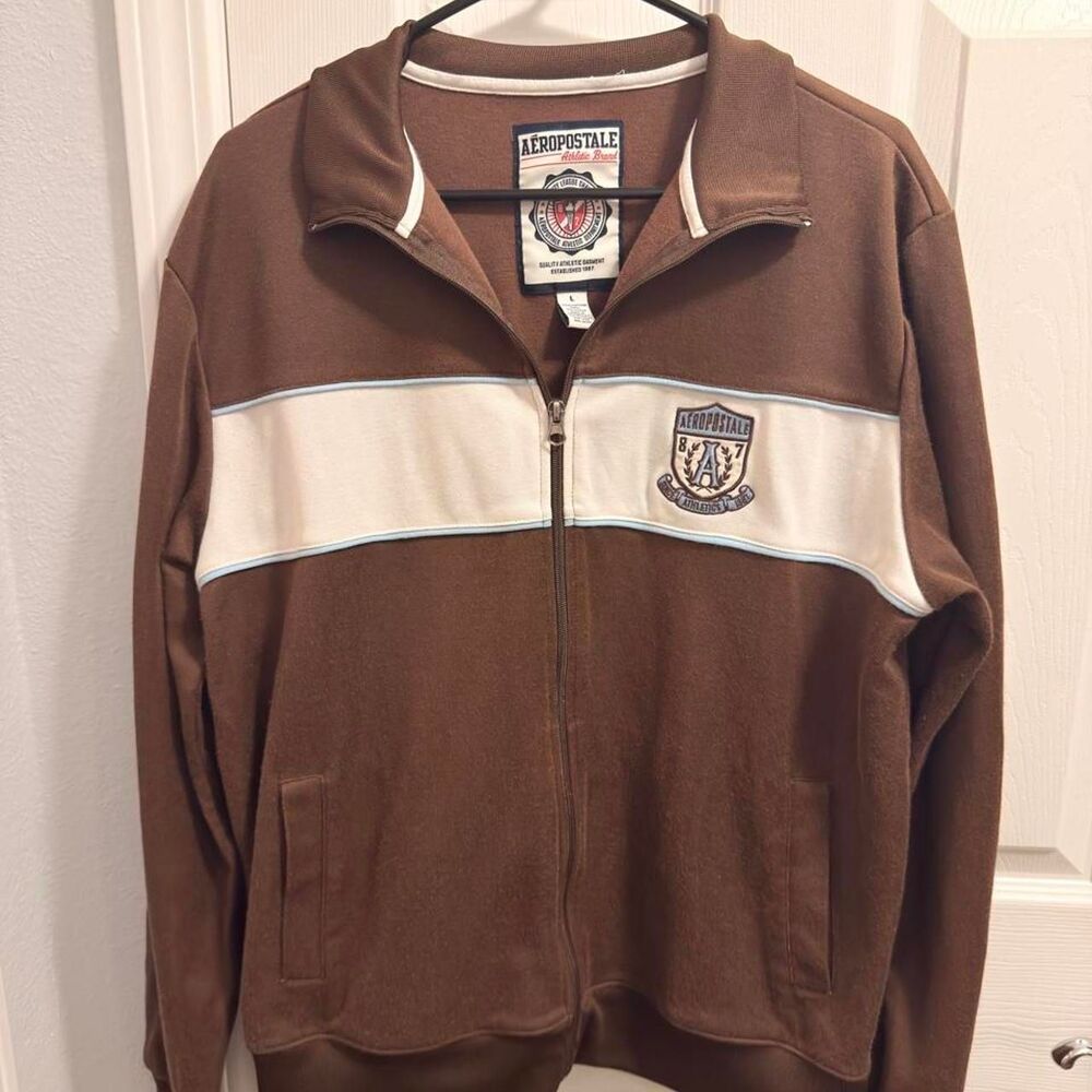 (2004-2007) Aéropostale Varsity Track Jacket - Chocolate Brown - L